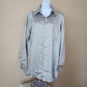 Geoffrey Beene Men's Sateen Button Down Dress Shirt, Medium 15 1/2 32/33